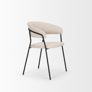 Carolyn Dining Chair w/ Oatmeal Fabric & Matte Black Metal