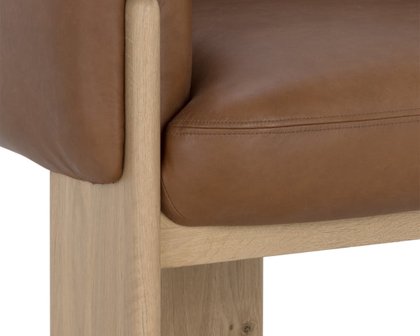 TRINE LOUNGE CHAIR - RUSTIC OAK - VINTAGE CAMEL LEATHER