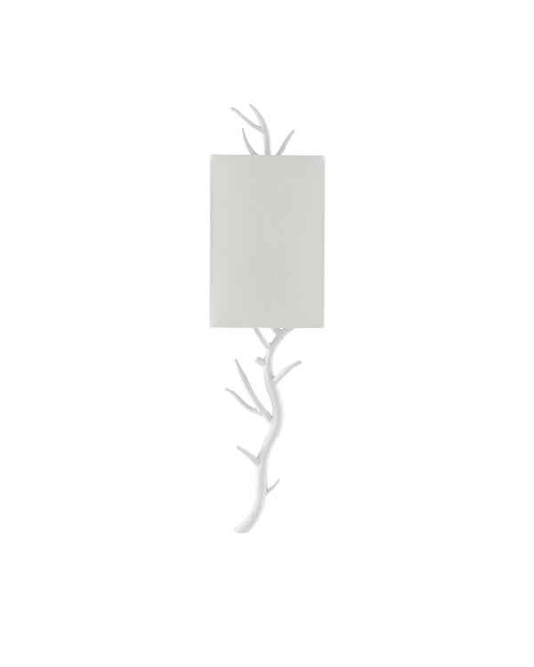 Baneberry Wall Sconce, Left In Gesso White