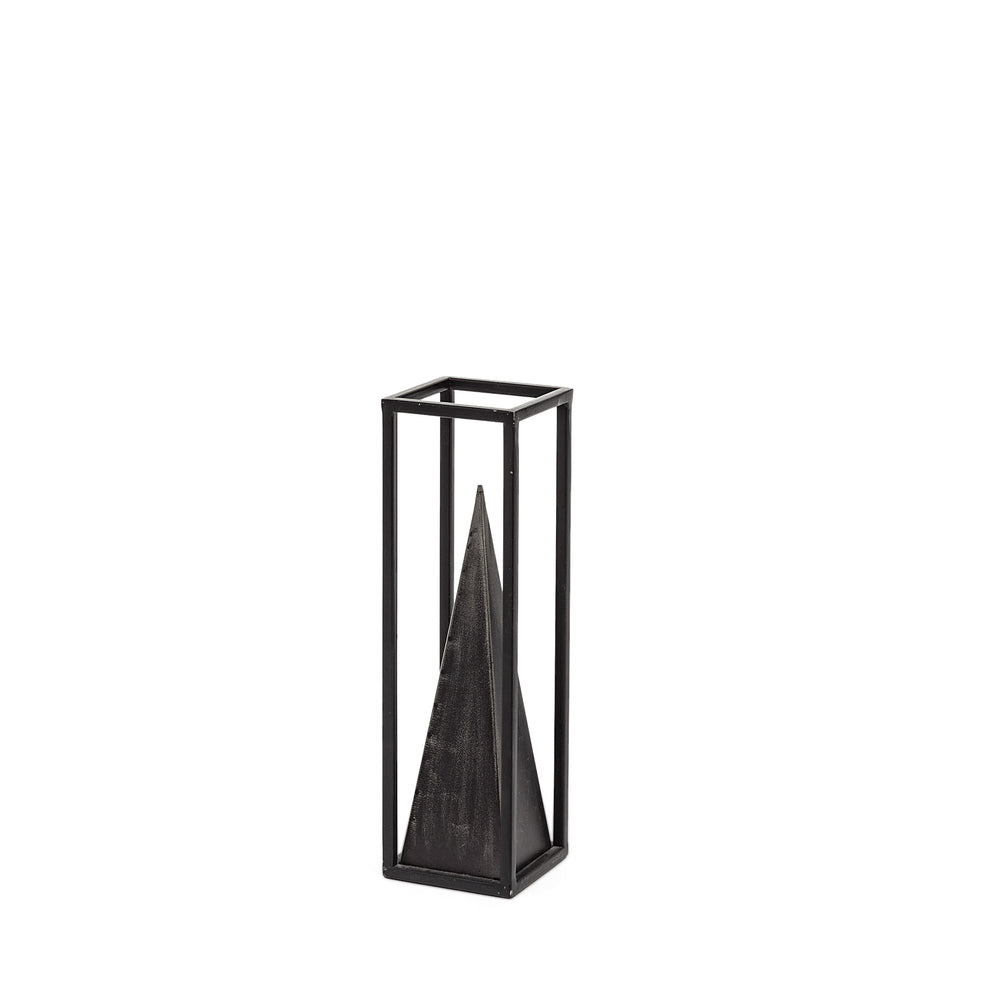 Memphis III (Small) pyramid in a square metal frame finished in black