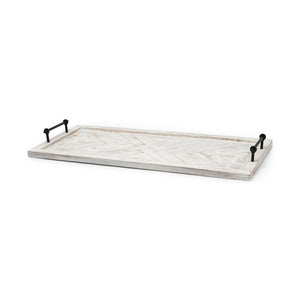 Alfred 35L x 16W Natural Wooden Herringbone Rectangular Tray