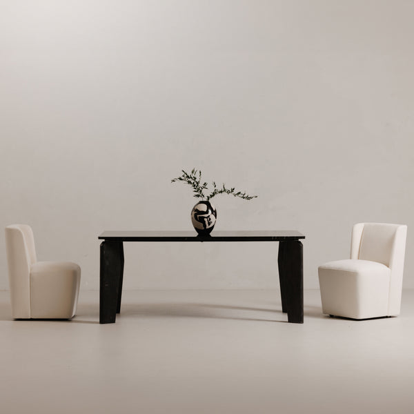 Moe's Cormac Rolling Dining Chair in Cream