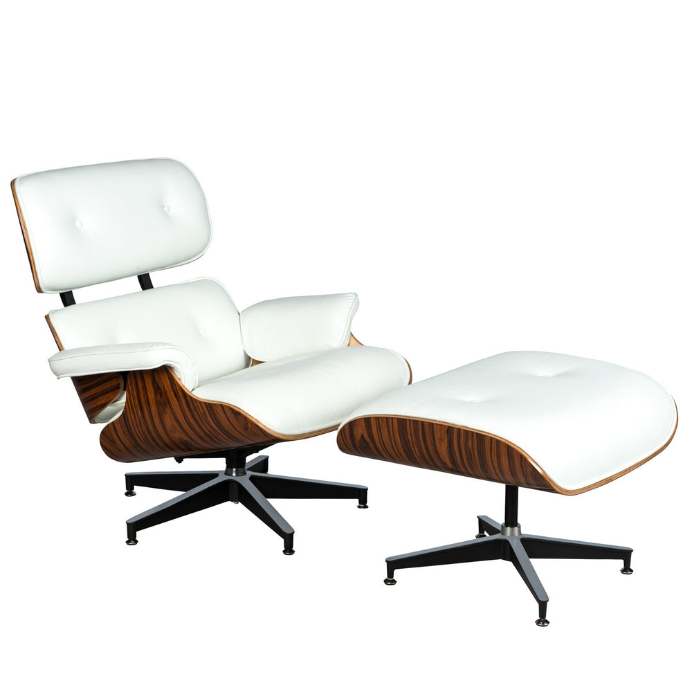 REYS LOUNGE CHAIR & OTTOMAN - WHITE LEATHER