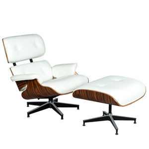 REYS LOUNGE CHAIR & OTTOMAN - WHITE LEATHER