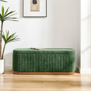 Clinton Chenille Storage Bench, Seneca Green 