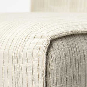 Damon Fully Upholstered Cream-Toned Fabric Dining Chair on Casters