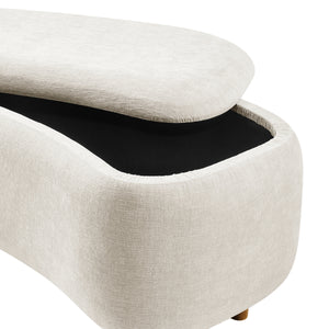 Leony Chenille Storage Bench, Seneca Beige 