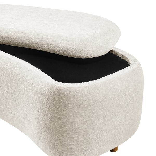 Leony Chenille Storage Bench, Seneca Beige 