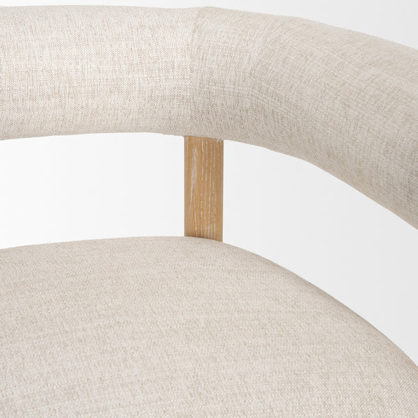 Gianna Open Back Light Brown Wood w/ Oatmeal Fabric Accent Chair