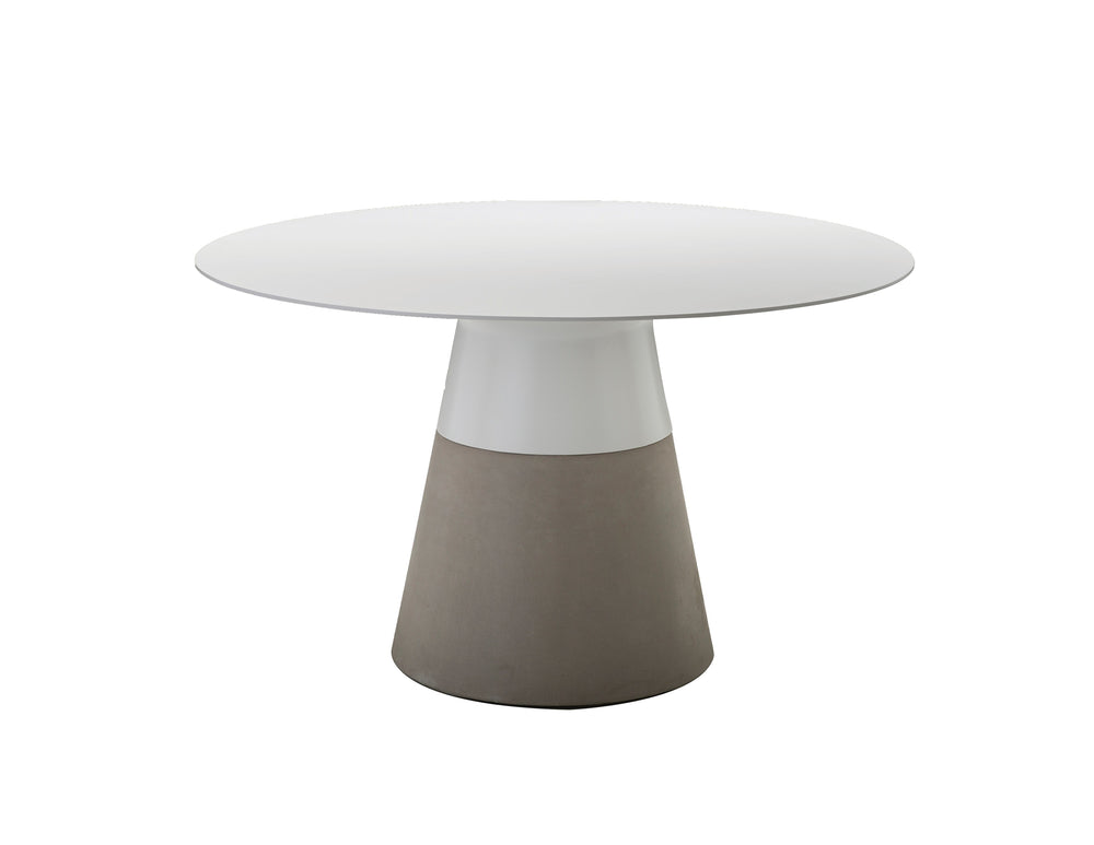 Maldives Dining table 49" in white solid surface and concrete base