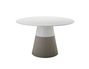 Maldives Dining table 49" in white solid surface and concrete base