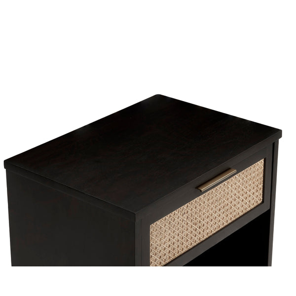 Caine KD Rattan Nightstand/Side Table, Black