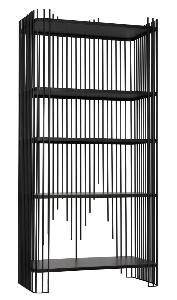 Mila Industrial Steel Bookcase in Matte Black