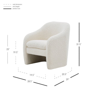 Zella Faux Shearling Fabric Accent Arm Chair In Shearling Beige