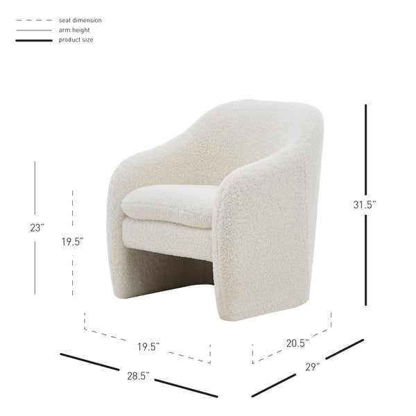 Zella Faux Shearling Fabric Accent Arm Chair In Shearling Beige