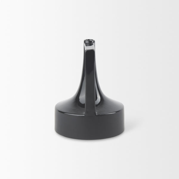Burton 8.3H Small Glossy and Matte Black Ceramic Jug Vase