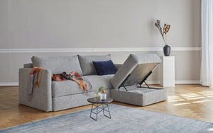 CORNILA OTTOMAN in MELANGE GREY FABRIC 538