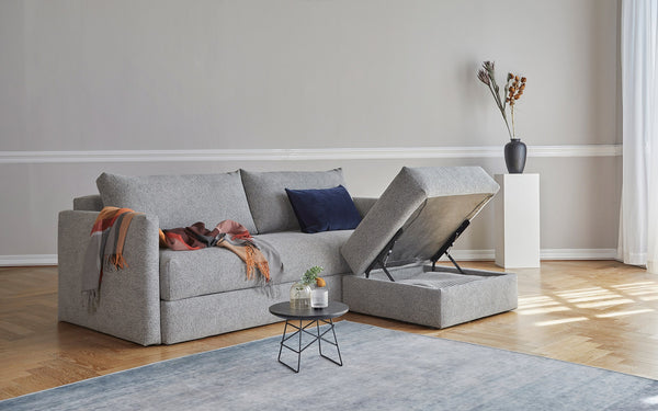 CORNILA OTTOMAN in MELANGE GREY FABRIC 538