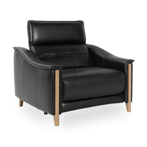 Cullman Leather Power Recliner with Ash Wood Accents