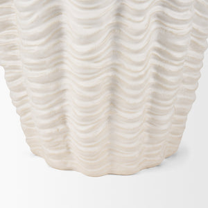 Velia Tall Seashell Sculptural Cream Glazed Ceramic Vase