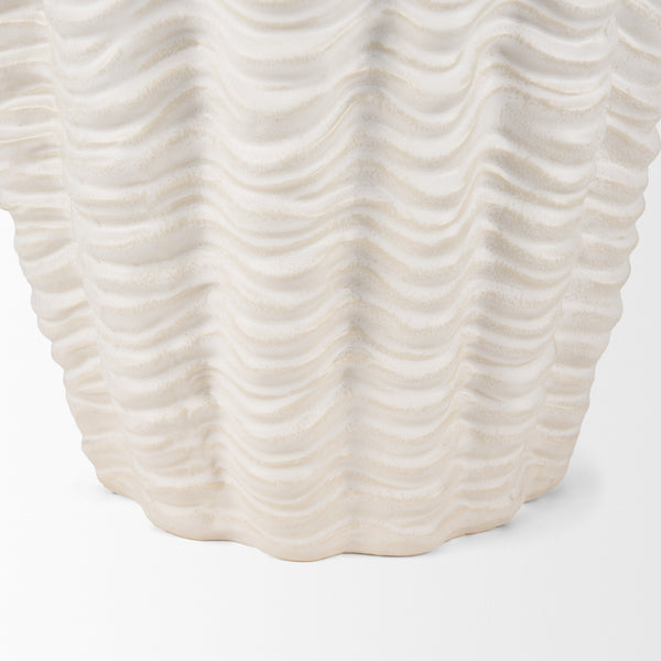 Velia Tall Seashell Sculptural Cream Glazed Ceramic Vase