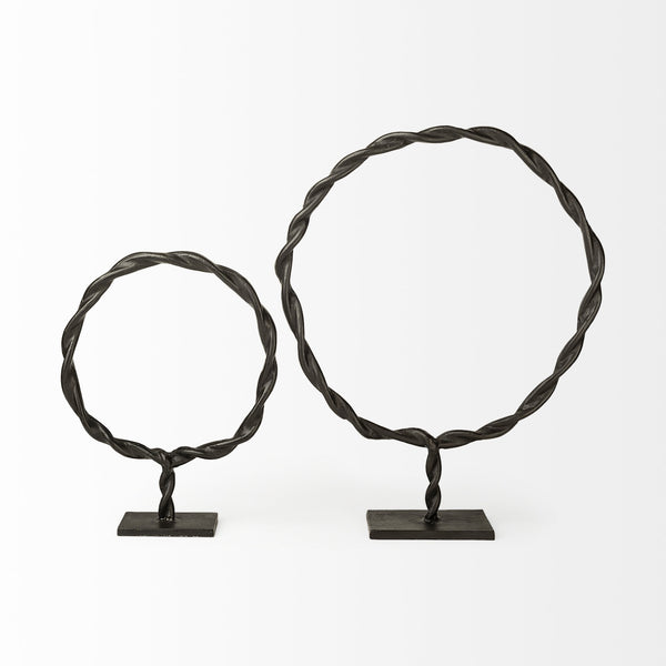 Rizwan (Large) Black Aluminum Braided Circular Object