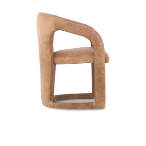 Archie Leather Dining Chair - Maple Brown with Solid Wood Frame