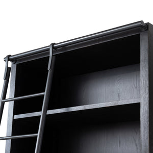 Admont Bookcase And Ladder In Worn Blk