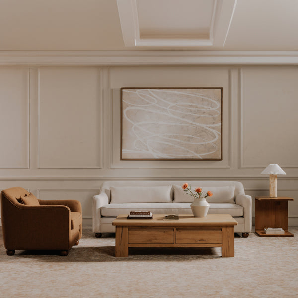 Moe's Amira Sofa in Oat Beige - Polyester Upholstery