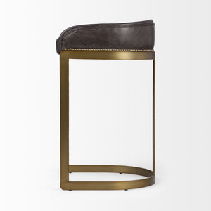 Hollyfield 20.5L  x 19.75W x 32.75H Black Leather Seat Gold Metal Base Stool