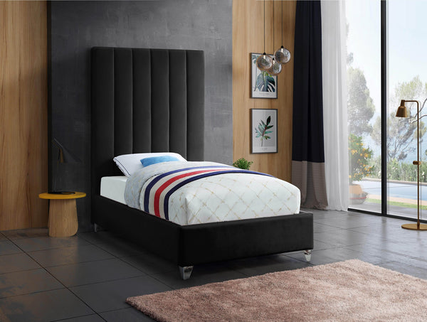Glenda Twin Bed In Black Velvet