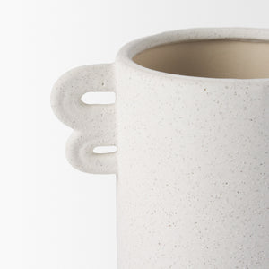 Dylan Small Textured Off White w/ Handles Ceramic Vase