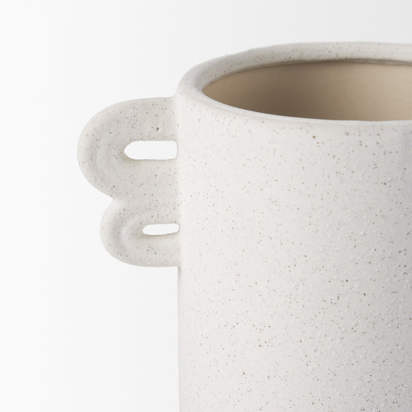 Dylan Small Textured Off White w/ Handles Ceramic Vase