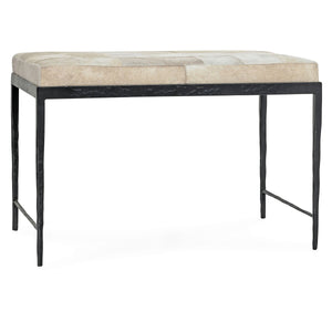 Achen Hide Bench - Dusty Cream Textured Iron Frame