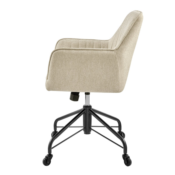Thompson Fabric Swivel Office Arm Chair In Strata Cream