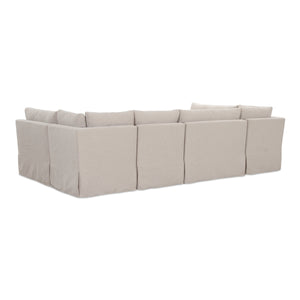 Fable Slipcover U-Shape Dining Banquette Beige 121"