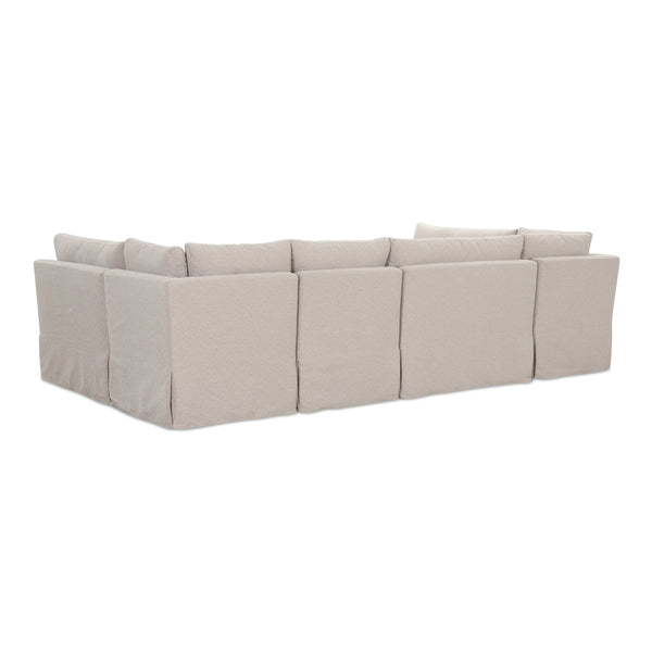 Fable Slipcover U-Shape Dining Banquette Beige 121"