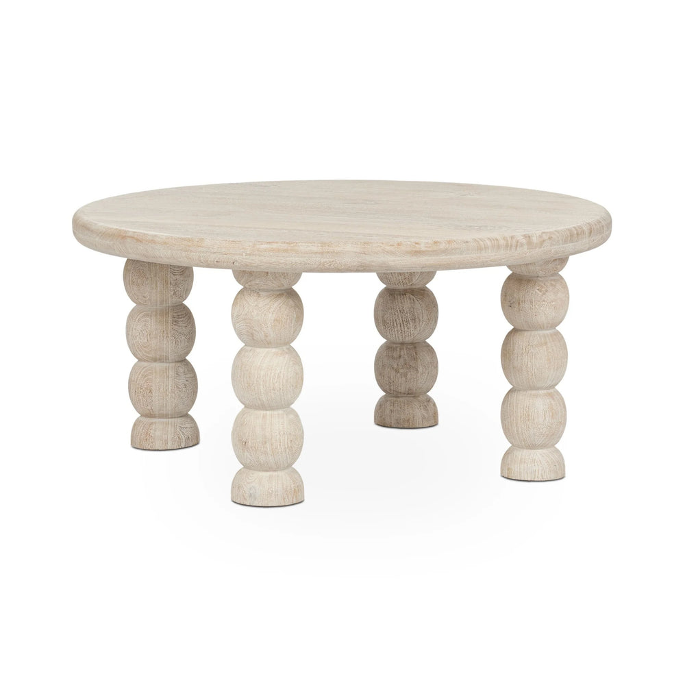 Adir Solid Wood Round Coffee Table - Cream