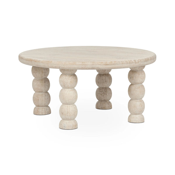 Adir Solid Wood Round Coffee Table - Cream
