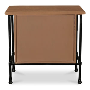 Rene Nightstand in Brown with Iron Legs