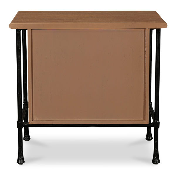 Rene Nightstand in Brown with Iron Legs