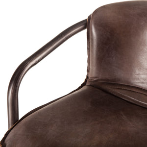 Portofino Distressed Jet Brown Leather Bar Chair