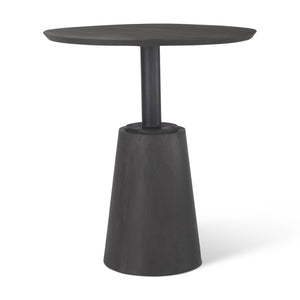 32" Round Black-Brown Wood Tabletop & Base w/ Black Metal Accent Pedestal Bistro Table