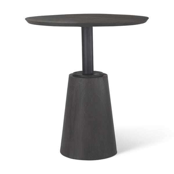 32" Round Black-Brown Wood Tabletop & Base w/ Black Metal Accent Pedestal Bistro Table