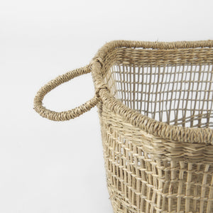 Bellisa 18.5L x 14.6W x 11.0H (Set of 2) Medium Brown Seagrass Rectangular Basket W/ Handles