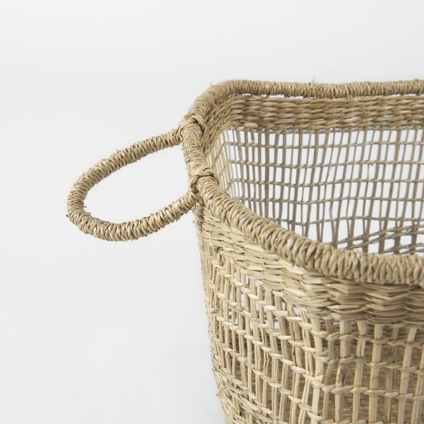 Bellisa 18.5L x 14.6W x 11.0H (Set of 2) Medium Brown Seagrass Rectangular Basket W/ Handles