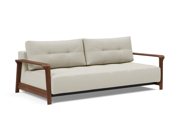 RAN D.E.L. SOFA BED in MIXED DANCE NATURAL FABRIC WITH Dark wood LEGS 527