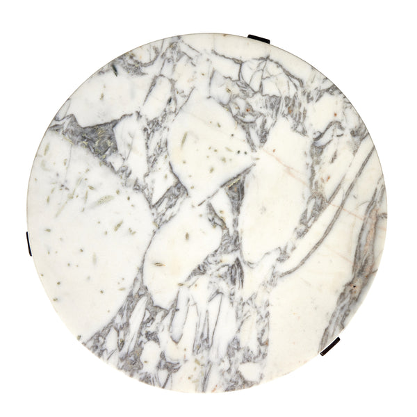 Sophie End Table in Veined White Marble