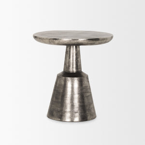 Bobbi Textured Polished Nickel Cast Aluminum Metal Accent Table