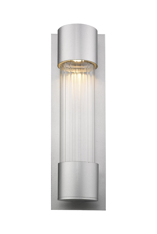 Striate 1 Light Outdoor Wall Sconce in Silver Finish